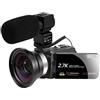 QZCX Videocamera Digitale, 2.7K Video Camera Camcorder Webcam 3.0 Inch IPS HD Touch screen FHD Camera Support Remote Control Original Camera(Standard,Option C)