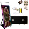 JIAQINMOTD Cabina fotografica a specchio magico da 65 pollici con touch screen interattivo da 32 pollici, luce quadrata RGB, mini PC e custodia da viaggio per feste di nozze e noleggio eventi (nero, cabina