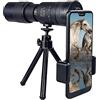 SweAtz Zoom Telescopi ottici monoculari con treppiede ， 4K 10-300X40mm Clip per monoculari portatili HD da esterno per telefoni universali Monoculari impermeabili per birdwatching Campeggio