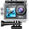 LICAEVEY Videocamera D'azione 5K WiFi con Doppio Schermo, Video Ultra HD 5K a 30 Fps e Foto da 50 MP, Grandangolo 170°, Fotocamera Subacquea Fino a 30 M per Vlogging sportivo.