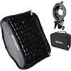 Godox Staffa tipo S Bowens Holder S Mount Holder con pieghevole 80x80cm /32x32 pollici Softbox e griglia a nido d'ape & kit borsa per flash camera studio fotografia