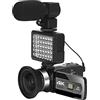 DMETE Videocamere digitali grandangolari 4K Registrazione in loop al rallentatore Microfono Videocamera Messa a fuoco automatica Streaming Webcam Vlog Kit Regalo per principianti(32G SD Card,Generation 3)