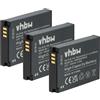 vhbw 3x batteria compatibile con Medion Action Cam S47015, MD87205, MD87005, S47018 fotocamera (700mAh, 3,6V, Li-Ion)