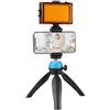 Andoer Kit video portatile per smartphone Impianto video per telefono con luce di riempimento a LED 5500K / 3200K + Supporto per telefono regolabile + Mini treppiede a sfera da tavolo