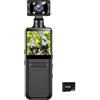 JINQIGG Videocamera sportiva portatile 4K 180 gradi piccola Sport schermo LCD Pocket Action Camcorder Travel Bike Recorder Handheld Pocket