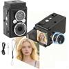 LICAEVEY Fotocamera Portachiavi retrò, Fotocamera Vintage a Doppio Obiettivo Grandangolare HD 12MP 1080P con Messa a Fuoco Automatica con Schermo da 0,85 Pollici, 6 Effetti Filtro, Luce