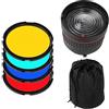 FocusFoto Bowens Mount Studio LED Flash Light Focus Lens angolo regolabile & 4X filtri colorati
