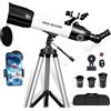 FREE SOLDIER Telescopio rifrattore ad alta potenza, apertura 80 mm, 500 mm, per adulti, ad alta potenza, telescopio rifrattore astronomico professionale per principianti con adattatore per telefono