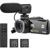 Andoer Videocamera, videocamera 4K, 56 MP, WiFi IR visione notturna, 18 X zoom digitale, 3 IPS Touch Screen Anti Shake Camcorder con 2 batterie, telecomando, borsa per il trasporto e microfono
