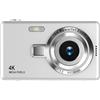 YFDGD Fotocamera Digitale 4K HD 1080P For Vlogging Con Messa A Fuoco Automatica Da 96 MP Videocamera Zoom 16X Schermo IPS 2,4 Pollici Scatta Nitida Fluida(Silver)