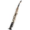 HUIOP Ottone Dritto Sax Soprano Sassofono Sib B Strumento a fiato Piatto Conchiglia Naturale Modello Intagliato con Custodia Guanti Panno per la Pulizia Cinghie Asta per la Pulizia