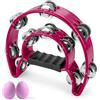 Minfuerang Tamburello Manuale a Mezzaluna,con 2 Uova di Sabbia (Fucsia)