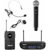 Vonyx WM82C Digital - Sistema Radiomicrofono UHF, 2 Canali, 1x Microfono Headset & Trasmettitore Tascabile/1 x Microfono a Mano, Fino a 50 m di Copertura, Valigia di Trasporto