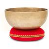 XDrum Set Ciotola Tibetana XDrum Omshanti 20 cm con Cuscino, Diametro: ca. 20 cm | Fatta a mano in India, Materiale: lega di ottone, Peso: ca. 1200 g, Colore: oro, Ideale come base per ciotola tibetana