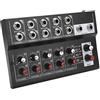 Annadue Mixer Portatile 10 , Console Amplificatore Stereo per Microfono, per Piccoli Studi, Home Karaoke e Mixaggio Professionale