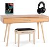 Classic Cantabile DP-730 OK - Pianoforte Digitale set 88 Tasti pesati Tastiera Ponderati Azione del Martello - Tavolo con pianoforte elettrice incorporato - Con panca, pedaliera, cuffie - USB MIDI