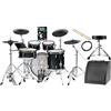 XDrum DD-670 Mesh E-Drum Kit - batteria elettronica con vera HiHat - pad in legno con mesh heads - 720 suoni - inclusi hardware, sgabello, monitor, cavi e bacchette - Black Sparkle