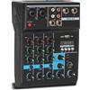 MF artSHOP Console Mixer Audio Professionale, 4 Canali, USB Bluetooth, Mixer Digitale per DJ Studio Live Streaming