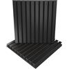 ua acoustics Set di 2 Pannelli acustici fonoassorbenti e diffusivi a doghe | 50x50x5cm | Assorbimento - Diffusione - Riflessione - Insonorizzazione | Legno laminato: [x2 POLE | Nero]
