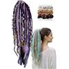 NNBWLMAEE Elastic Dread Ponytail, 26cm Boho Dreadlock Ponytail Extension with Hair Tie, Shell and Charm Details, Lightweight Natural Hand-braided Braids Long Ponytails Dreads for Women Men Festival Daily (H1)