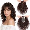 EREE HAIR Capelli da donna con capelli sottili, capelli realistici, base in pizzo 8 x 12 cm, riga laterale 25 cm, parrucca con clip, marrone scuro (filo resistente al calore)