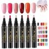 Faticenic Penne per smalto per unghie 6 pezzi Penne per unghie gel portatili 3 in 1 ad asciugatura rapida Smalto facile da applicare per manicure domestico e professionale, decorazioni per interni
