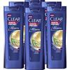 Clear 6x Clear Men Anti Prurito Shampoo Antiforfora Con Estratti di Eucalipto Lenisce la Cute e Dona Sollievo - 6 Flaconi da 225ml