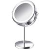 Tomotato Specchio Ingranditore per Trucco, Specchio Ingranditore 5X Bifacciale con Luce LED, Specchietto Cosmetico Ricaricabile con Rotazione di 360 Gradi(Tipo normale)