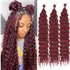 Saisifen Capelli All'uncinetto Ocean Wave per Donne Di Colore 3 Pezzi Estensioni Trecce Boho Goddess Capelli Sintetici Ricci per Trecce 61 CM(24 Pollici) #Borgogna