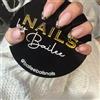 Andisijq Puntelli personalizzati per unghie, vassoio per nail art personalizzato, in acrilico, tavolozza con logo personalizzato per unghie, accessori per saloni di bellezza, accessori per foto, colore nero