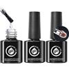 Generico Smalto Gel Base in Fibra di Vetro,Smalto Gel Base in Fibra di Vetro Set - 3 Pezzi Trasparenti Durevoli Da Rimuovere Con Ammollo Per Manicure E Pedicure Per Viaggio Casa E Salone Di Bellezza