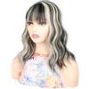 lskdnrufh Topper for capelli da donna, 4,9x5,1, clip in capelli sintetici ondulati da 14 pollici con frangia, aspetto naturale Topper per Capelli da Donna(1BH613#)