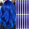 WUODHTW 12Packs Colored Hair Extensions 21.65Inch Straight Color Clip in on Hair Extension Rainbow Party Cosplay Highlights Synthetic Hairpiece for Women (Blue)