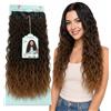 Ser Mulher Extension Capelli con Clip Beach Wave, Leggere e Setose, Natural Look, 228gr - Texture Mosse in Fibra con Clips per Volume e Lunghezza, Facili da Applicare, 7 x 60cm MARI (Black/Dark Blonde Degradee)