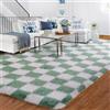BYBSRLL Tappeto a scacchi per camera da letto, 120x180cm verde salvia e bianco, tappeti per soggiorno per cameretta bambini, asilo nido, dormitorio, decorazione lounge, tappeto da pavimento spesso