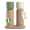 LARS NYSØM Set Macina Sale e Pepe in Legno Manuale con Vassoio - Macina Spezie con Macina in Ceramica Regolabile - Macina Pepe e Sale in Legno di Faggio per Cucina o Tavola (Green/Beige)