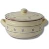 Fratelli Colì Colì Tegame in Terracotta con Coperchio, Tegame Artigianale, Disegno Stelle, Diametro 24 cm, Colore Beige