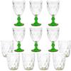 COSE DA CASA Set 12 Bicchieri 6 acqua 6 vino calici con piede in Vetro trasparente verde da tavola Eleganti Stile Raffinatezza in casa per Ogni Tavola e Occasione bar hotel ristorante