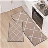 LY4U Set di 2 Tappeti da Cucina, Tappetini da Cucina Lavabili, Runner Antiscivolo, Tappetino Assorbente per Ingresso e Decorazione Domestica Ufficio, 43x75+43x120cm, Cachi