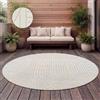 Paco Home Tappeto Cucina Da Esterno Salotto Moderno Balcone Terrazo Motivo Scandinavo Motivo Boho Monocolore Crema, Dimensione:120 cm Rotondo, Colore:Crema 8