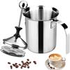 Nizirioo 400ml Montalatte Manuale, Schiumalatte con Pompa a Mano, Montalatte a Pompa, 304 Schiumalatte in Acciaio Inox Doppia Rete Manual, Cappuccinatore Manuale per Cappuccino e Caffè
