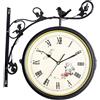 Gralara Orologio Da Stazione Bifacciale, Rotondo Da 25 Cm, per Camera E Patio, nero