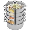 Bdneygtyr Pentola in acciaio inox, 5 ripiani, 31 cm, per induzione, con coperchio in vetro, lavabile in lavastoviglie