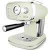 EMPOTEC Macchina Caffè Espresso Vintage Retrò 2in1 Cialde/Macinato 1 o 2 Tazze Funzione Cappuccino Montalatte Ripiano Scaldatazze Autospegnimento 15Bar Vassoio Antigoccia Serbatoio 1,2Lt 1100W (Verde)