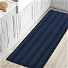 LINFKY Tappetini Da Bagno Per Il Bagno Tappetino Da Bagno Antiscivolo In Ciniglia Extra Spesso A Righe Tappetini Morbidi E Morbidi Assorbenti Per Bagno/cucina Tappeto Lavabile (Navy,150 x 50cm)