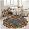 Homxi Tappeto Camera Bambina Rotondo 90 cm, Passatoia Sala Poliestere, Modello Mandala con Nappe, Tappeto Verde Rosso Blu Balcone