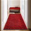 SIMPEX, Tappeto Runner in Cotone Chenille Rosso 80x150 cm Lavabile, Stile Boho, Antiscivolo e Morbido, Pelo Corto, Monocromatico Mélange, Per Cucina, Camera e Corridoio