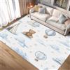UUZEAI Tappeto Orsetto 160x200 cm Lavabile Nuvole Mongolfiera Tappeto per Camera da Letto Ragazzi Ragazze, Tappetino Antiscivolo per Interni per Asilo Nido Aula
