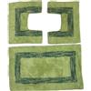 HOME ZEN HOUSEHOLD LINEN Set di tappeti da bagno JULIETTE, 3 pezzi, 100% cotone idrofilo superassorbente, 1 tappetino 47x78 cm + 2 tappetini 47x38 cm scendi bidet e scendi water (VERDE)