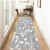 Siunwdiy Tappeto Passatoia Corridoio Cucina Antiscivolo Lavabile 1.4 Metri,Tappeti Runner Lungo Tappeto da cucina Grigio Motivo Foglia Durevole Tappeto per Camera Cucina Soggiorno,Grey2,60x140cm